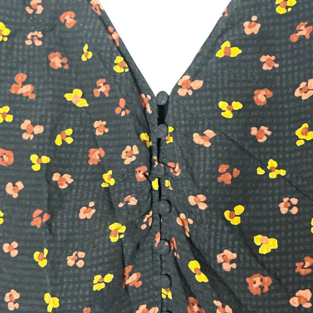 Madewell Silk Daylight Floral Blouse Tie Sleeve Button Front Top S M Cottagecore - Picture 10 of 10